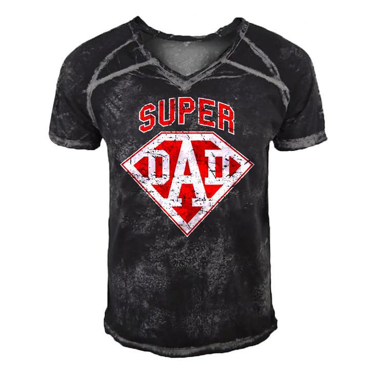 Super Dad Superhero Daddy Tee Funny Fathers Day Outfit Men's Short Sleeve V-neck 3D Print Retro Tshirt