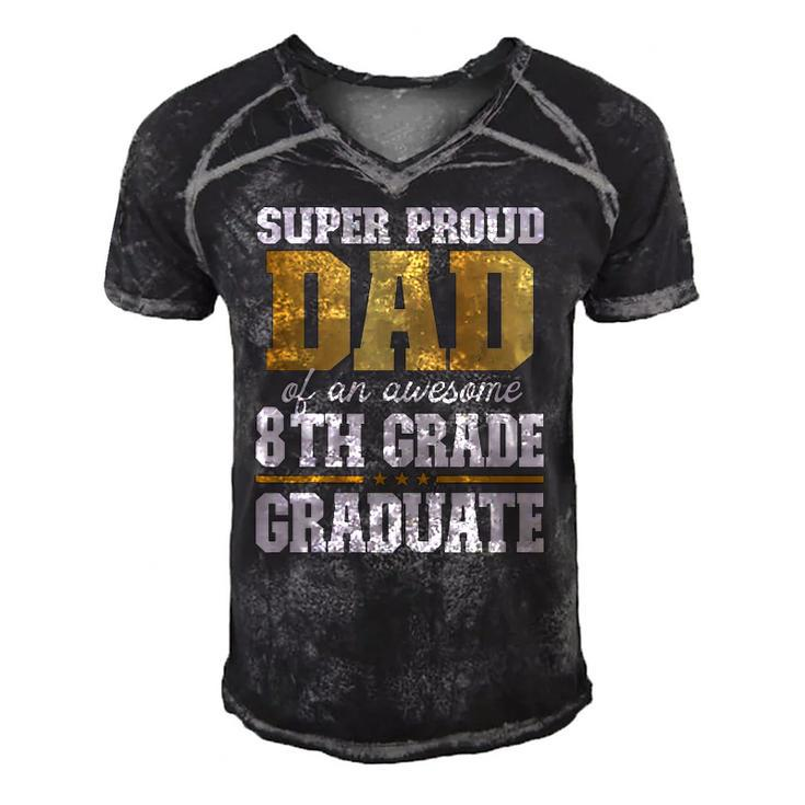 Super Proud Dad Of An Awesome 8Th Grade Graduate 2022 Graduation Men's Short Sleeve V-neck 3D Print Retro Tshirt
