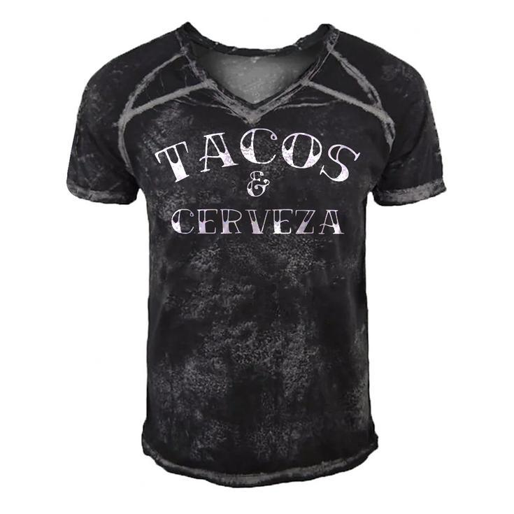 Tacos And Cerveza Funny Beer  Men's Short Sleeve V-neck 3D Print Retro Tshirt