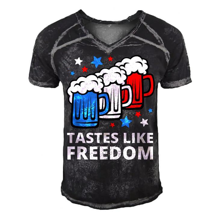 Tastes Like Freedom Funny 4Th Of July Beer Quote  Men's Short Sleeve V-neck 3D Print Retro Tshirt