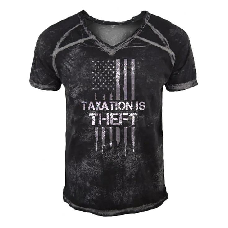Taxation Is Theft American Flag 4Th Of July Gift Men's Short Sleeve V-neck 3D Print Retro Tshirt