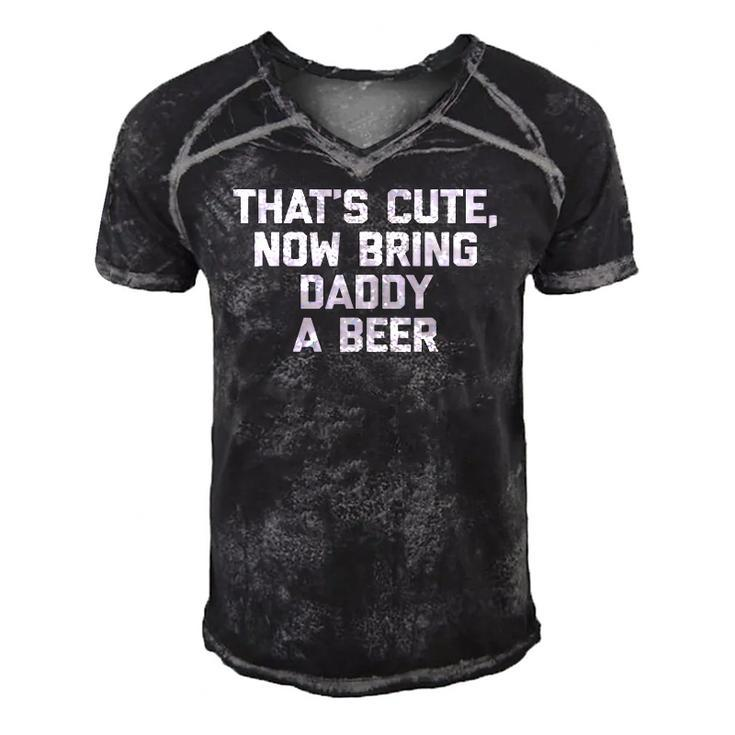 Thats Cute Now Bring Daddy A Beer Funny Saying Dad Men's Short Sleeve V-neck 3D Print Retro Tshirt