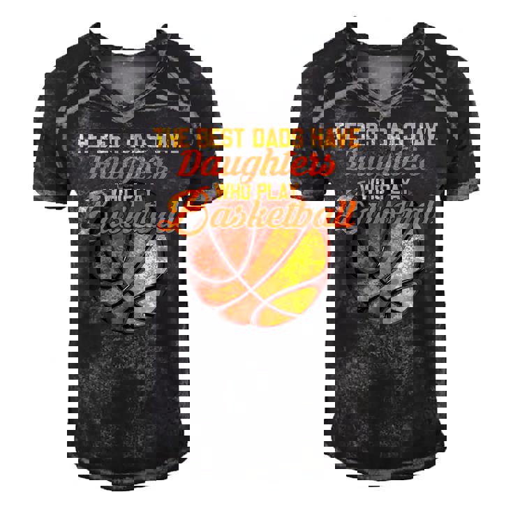 The Best Dads Have Daughters Who Play Basketball Fathers Day  Men's Short Sleeve V-neck 3D Print Retro Tshirt