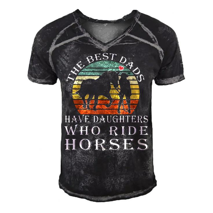 The Best Dads Have Daughters Who Ride Horses Fathers Day  Men's Short Sleeve V-neck 3D Print Retro Tshirt