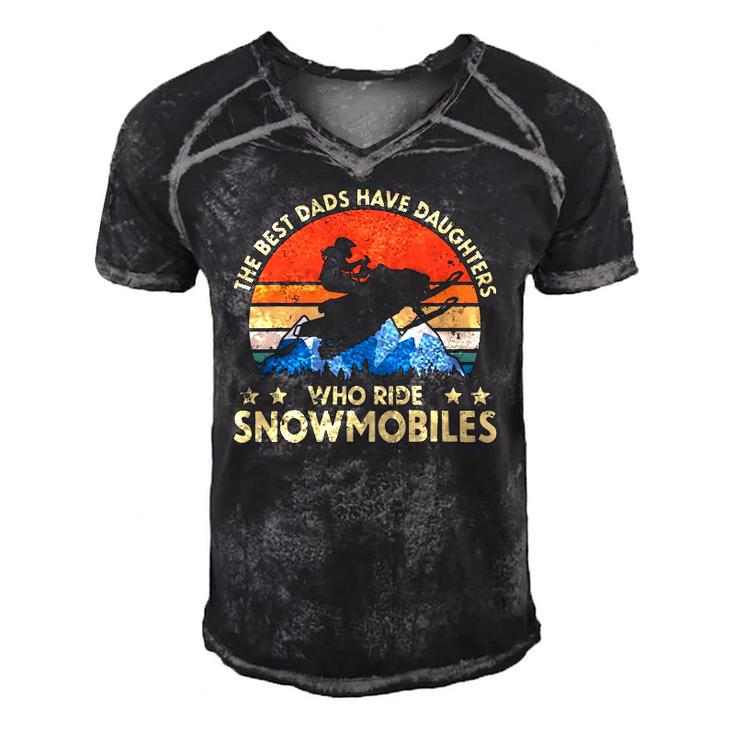 The Best Dads Have Daughters Who Ride Snowmobiles Riding Men's Short Sleeve V-neck 3D Print Retro Tshirt