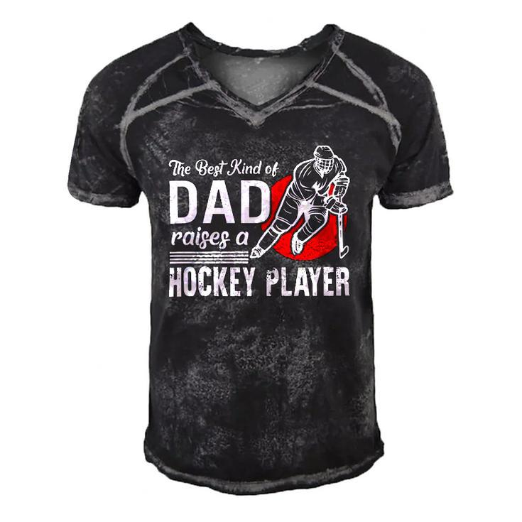 The Best Kind Of Dad Raises A Hockey Player Ice Hockey Team Sports Men's Short Sleeve V-neck 3D Print Retro Tshirt