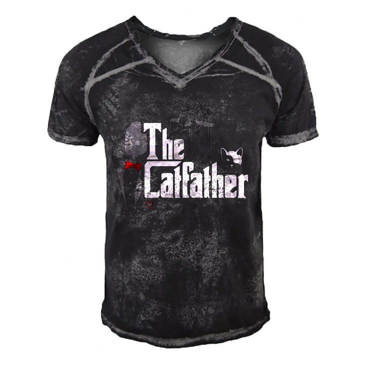 The Catfather  Funny Cat Dad Gift Father Of Cats  Men's Short Sleeve V-neck 3D Print Retro Tshirt