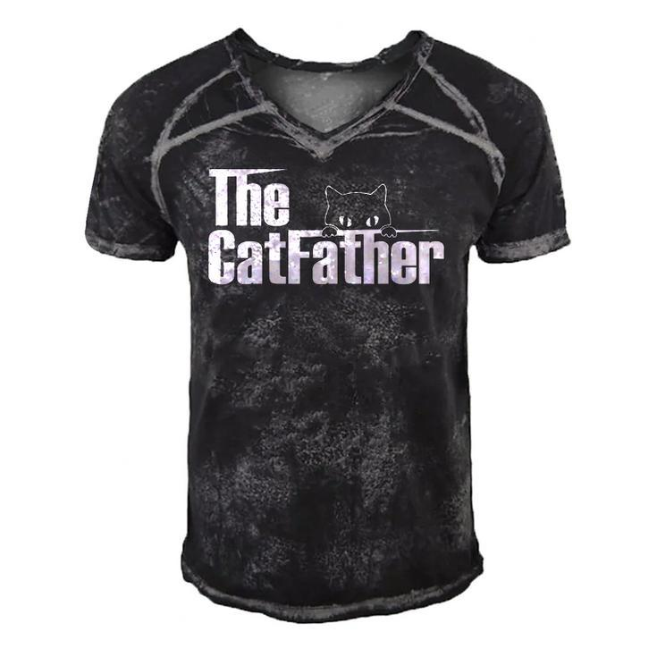 The Catfather Funny Cute Cat Father Men's Short Sleeve V-neck 3D Print Retro Tshirt