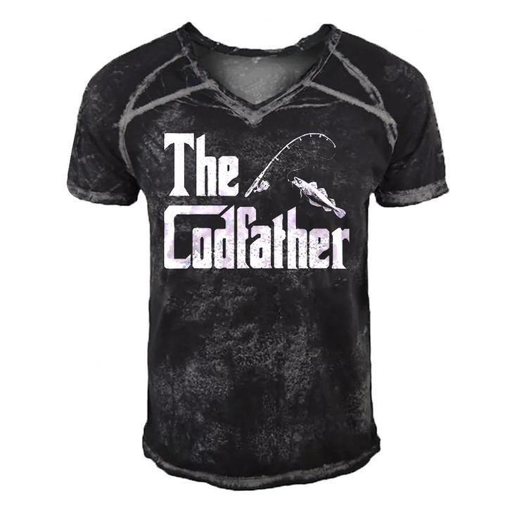 The Codfather Funny Fish Angling Fishing Lover Humorous Gift Men's Short Sleeve V-neck 3D Print Retro Tshirt