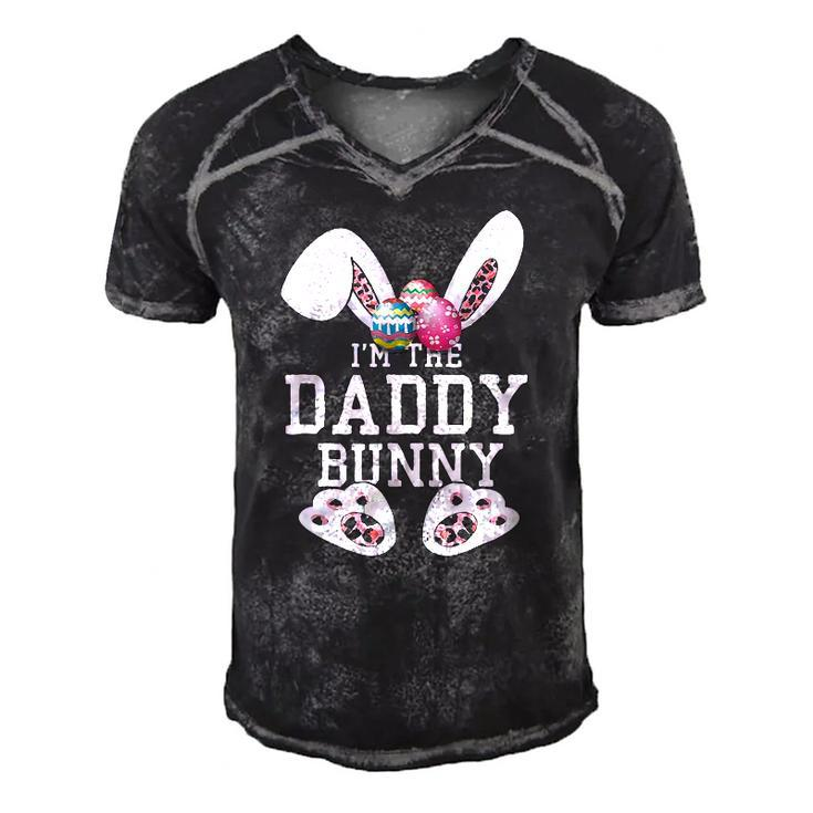 The Daddy Bunny Matching Family Happy Easter Day Egg Dad Men Men's Short Sleeve V-neck 3D Print Retro Tshirt