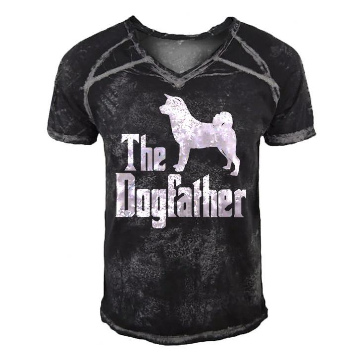 The Dogfather Akita Dog Silhouette Funny Gift Idea Classic Men's Short Sleeve V-neck 3D Print Retro Tshirt