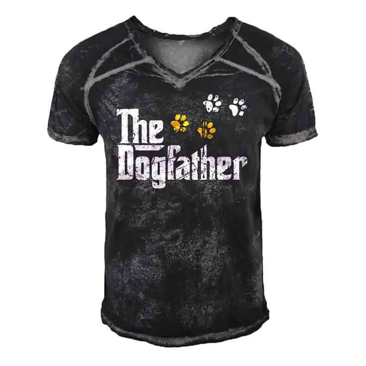 The Dogfather Dad Fathers Day Gift Cute Idea Men's Short Sleeve V-neck 3D Print Retro Tshirt