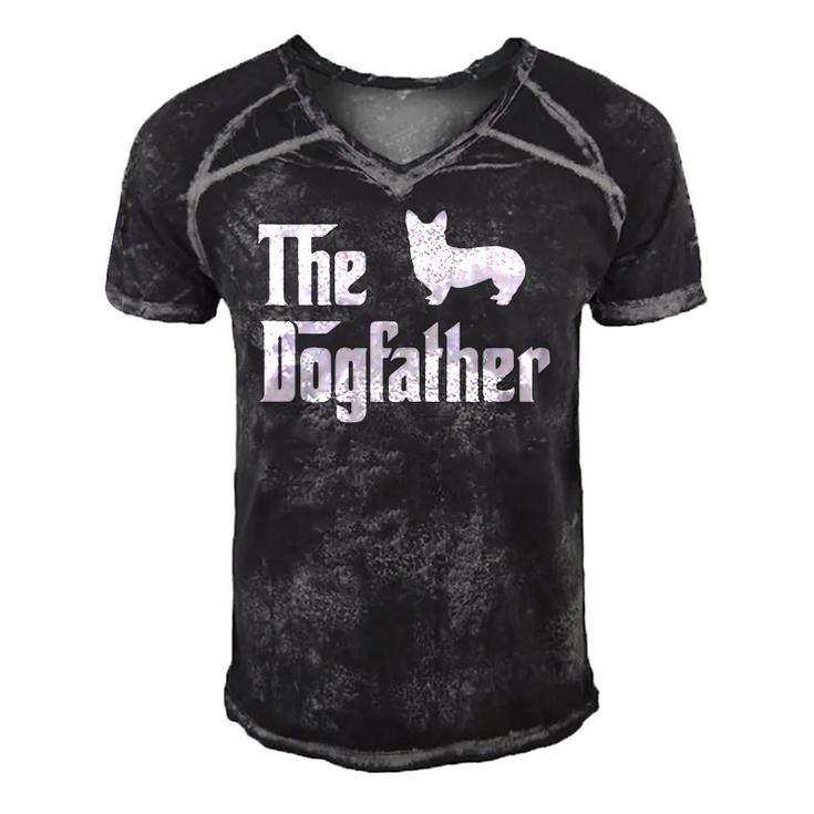 The Dogfather  Gift For Corgi Lovers Dad Funny Corgi Men's Short Sleeve V-neck 3D Print Retro Tshirt