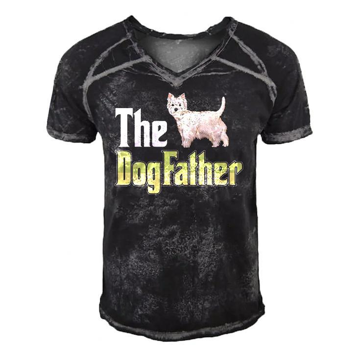 The Dogfather West Highland White Terrier Funny Dog Owner Men's Short Sleeve V-neck 3D Print Retro Tshirt