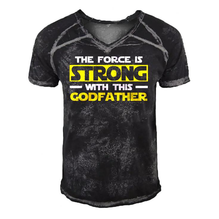 The Force Is Strong With This My Godfather Men's Short Sleeve V-neck 3D Print Retro Tshirt