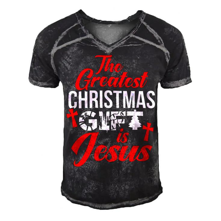 The Greatest Christmas Is Jesus Christmas Xmas A Men's Short Sleeve V-neck 3D Print Retro Tshirt