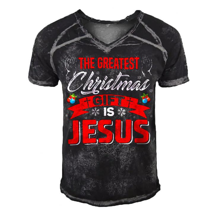 The Greatest Christmas Is Jesus Christmas Xmas B Men's Short Sleeve V-neck 3D Print Retro Tshirt