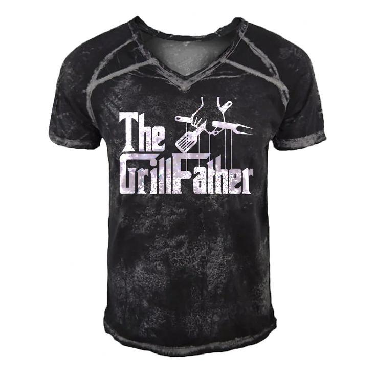 The Grillfather Funny Barbecue Grilling Bbq The Grillfather  Men's Short Sleeve V-neck 3D Print Retro Tshirt