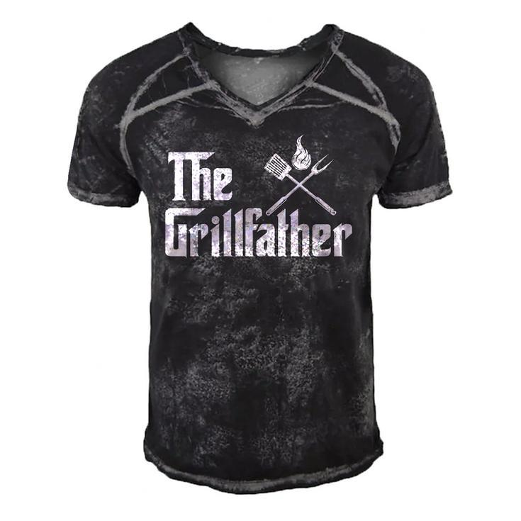 The Grillfather Funny Dad Bbq Men's Short Sleeve V-neck 3D Print Retro Tshirt