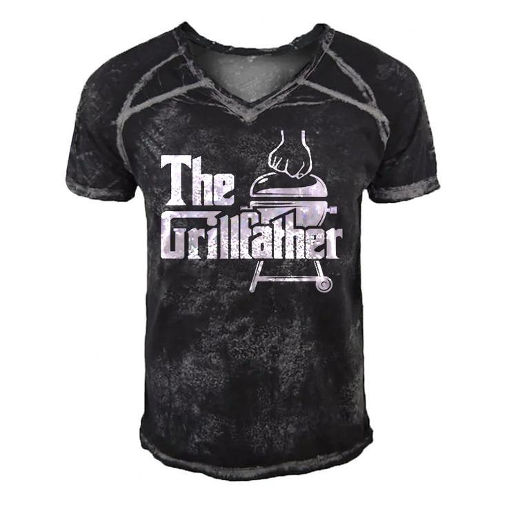 The Grillfather Pitmaster Bbq Lover Smoker Grilling Dad Men's Short Sleeve V-neck 3D Print Retro Tshirt