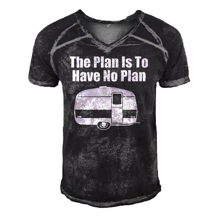 The Plan Is To Have No Plan Funny Camping Men's Short Sleeve V-neck 3D Print Retro Tshirt