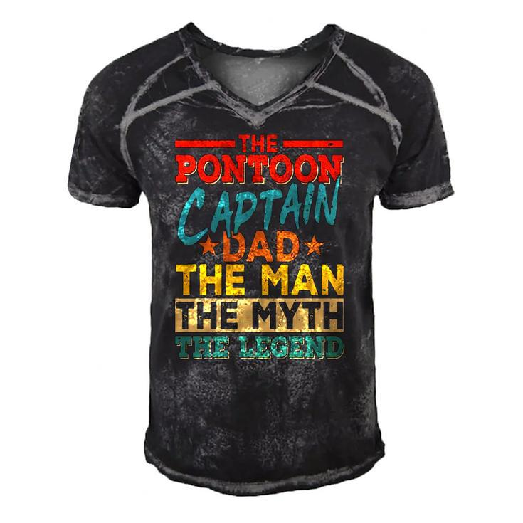 The Pontoon Captain Dad The Man Myth Happy Fathers Day Men's Short Sleeve V-neck 3D Print Retro Tshirt