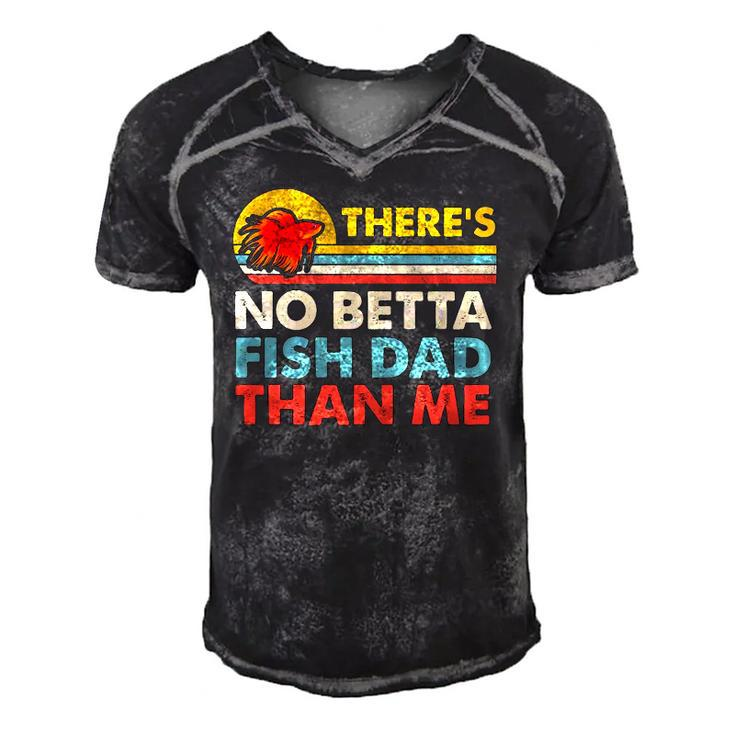 Theres No Betta Fish Dad Than Me Vintage Betta Fish Gear Men's Short Sleeve V-neck 3D Print Retro Tshirt