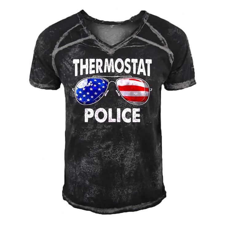 Thermostat Police Usa Flag Sunglasses Fathers Day Men's Short Sleeve V-neck 3D Print Retro Tshirt