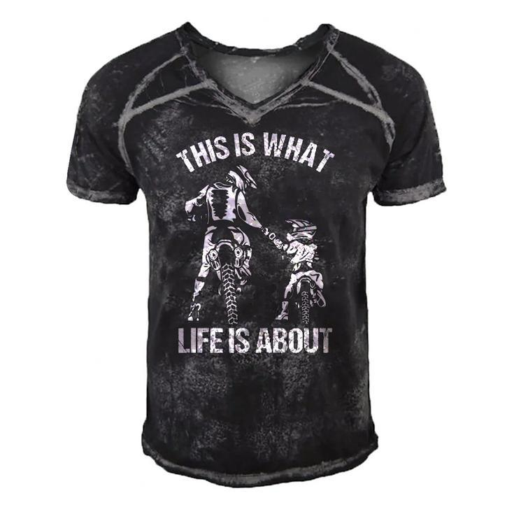 This Is What Life Is About Father Kid Son Motocross Biker Men's Short Sleeve V-neck 3D Print Retro Tshirt