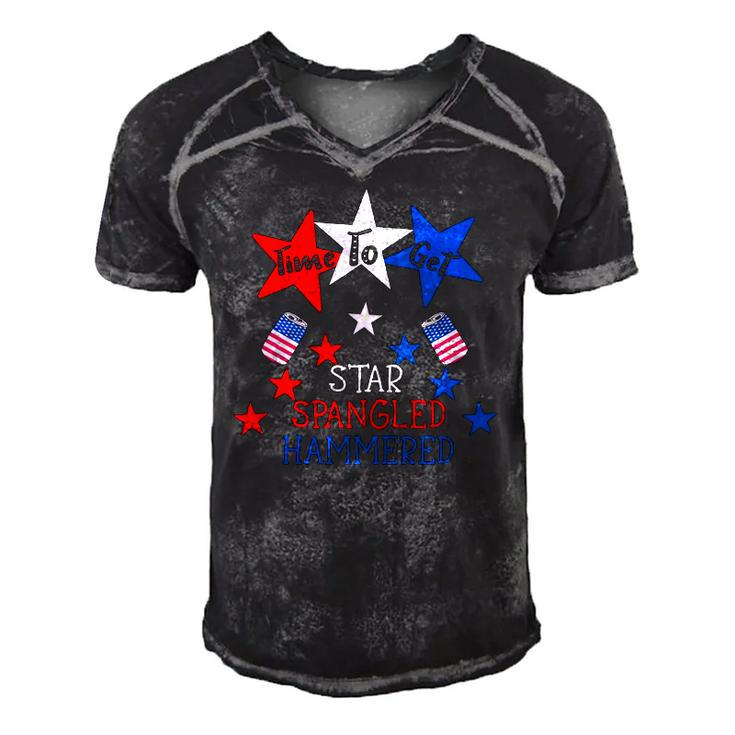 Time To Get Star Spangled Hammered 4Th Of July Drinking Gift  Men's Short Sleeve V-neck 3D Print Retro Tshirt