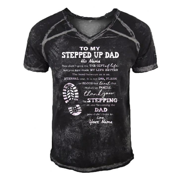 To My Stepped Up Dad His Name Men's Short Sleeve V-neck 3D Print Retro Tshirt