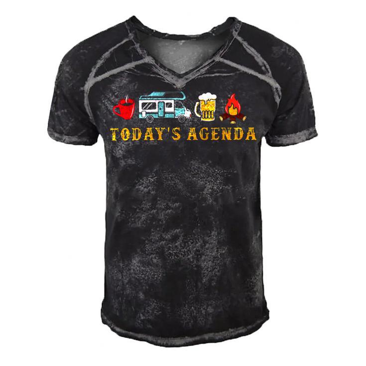 Today’S Agenda Camping Men's Short Sleeve V-neck 3D Print Retro Tshirt