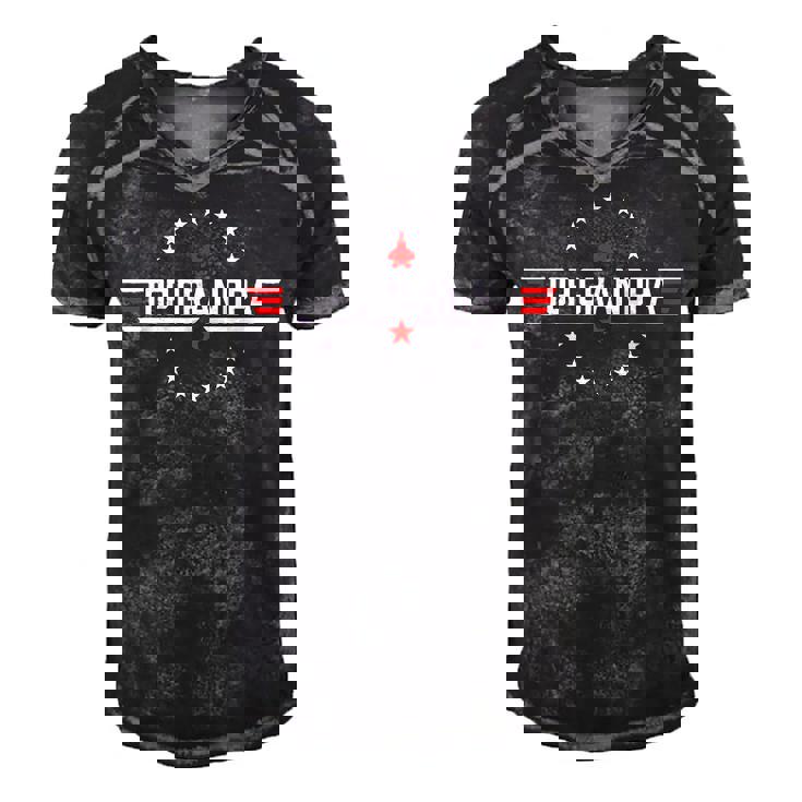 Top Grandpa Birthday Gun Jet Fathers Day Funny 80S Dad  Men's Short Sleeve V-neck 3D Print Retro Tshirt