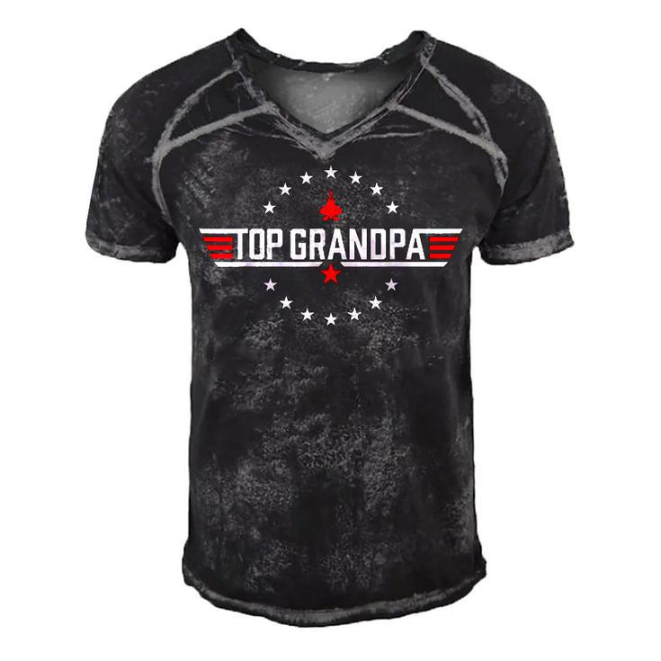 Top Grandpa Birthday Gun Jet Fathers Day Funny 80S Dad  Men's Short Sleeve V-neck 3D Print Retro Tshirt