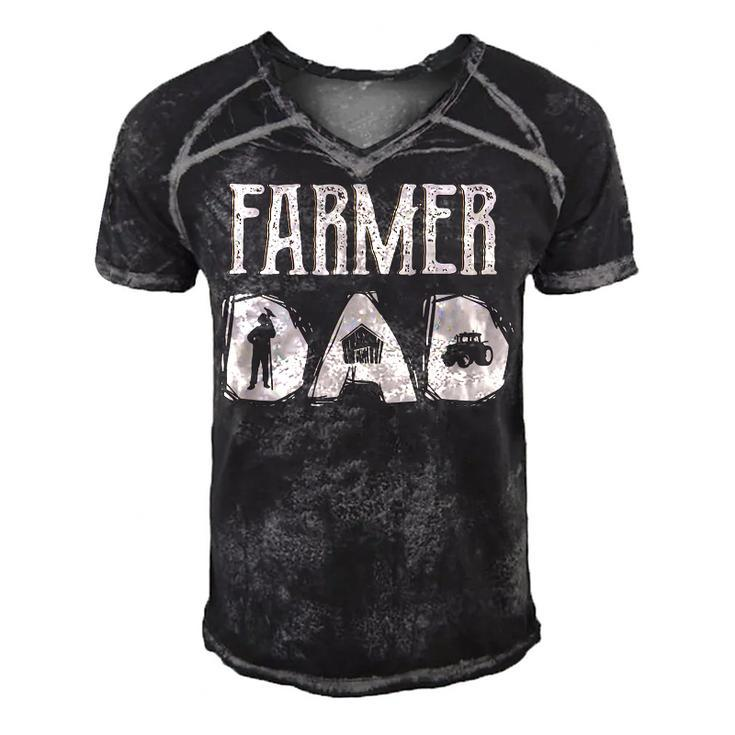 Tractor Dad Farming Father Farm Lover Farmer Daddy  V2 Men's Short Sleeve V-neck 3D Print Retro Tshirt