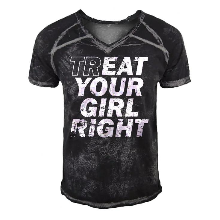 Treat Your Girl Right Fathers Day Men's Short Sleeve V-neck 3D Print Retro Tshirt