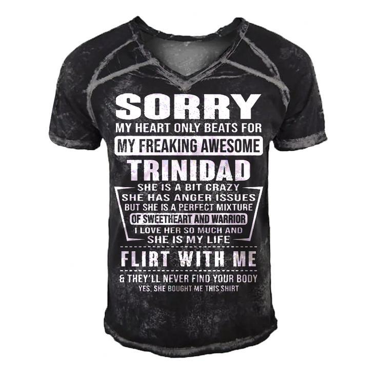 Trinidad Name Gift   Sorry My Heart Only Beats For Trinidad Men's Short Sleeve V-neck 3D Print Retro Tshirt