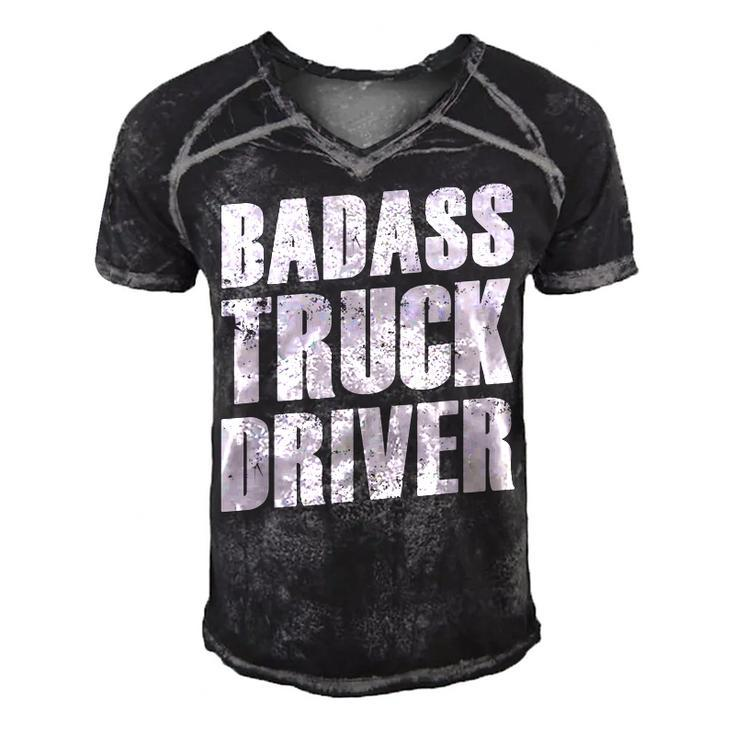 Truck Driver - Funny Big Trucking Trucker  Men's Short Sleeve V-neck 3D Print Retro Tshirt