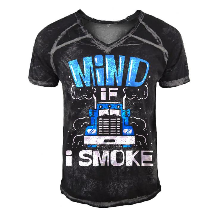 Truck Driver Mind If I Smoke Trucker  Men's Short Sleeve V-neck 3D Print Retro Tshirt