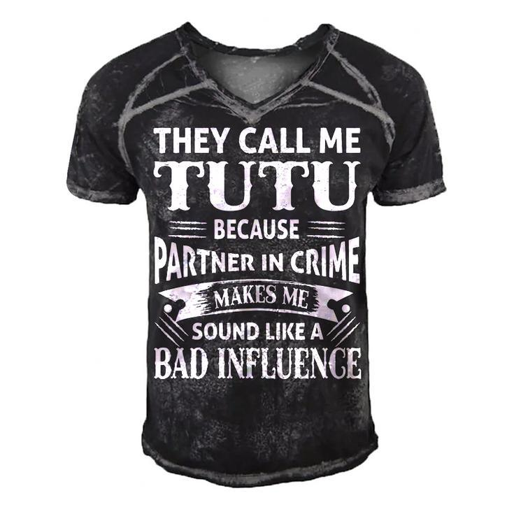 Tutu Grandpa Gift   They Call Me Tutu Because Partner In Crime Makes Me Sound Like A Bad Influence Men's Short Sleeve V-neck 3D Print Retro Tshirt