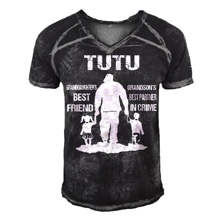 Tutu Grandpa Gift   Tutu Best Friend Best Partner In Crime Men's Short Sleeve V-neck 3D Print Retro Tshirt