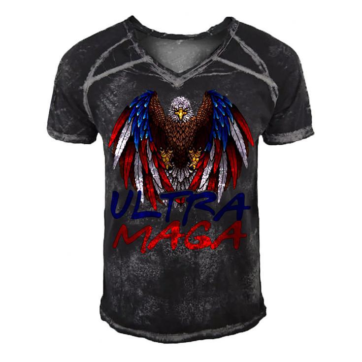 Ultra Maga Eagle Make America Great Aga Men's Short Sleeve V-neck 3D Print Retro Tshirt