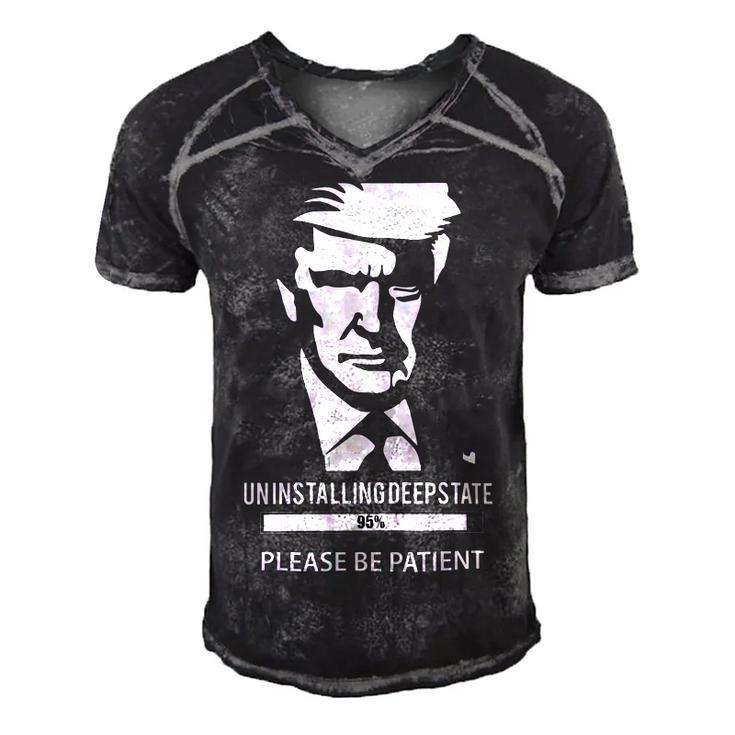 Ultra Maga Uninstalling Deep State Please Be Patient Funny Anti Biden Us Flag Pro Trump Trendy  Men's Short Sleeve V-neck 3D Print Retro Tshirt