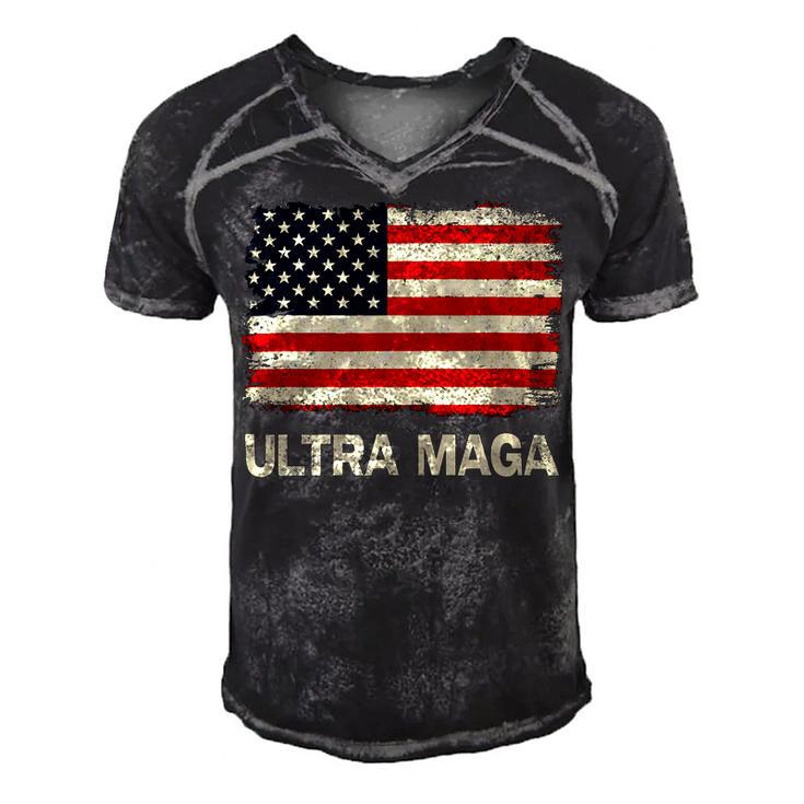 Ultra Maga United State Flag Men's Short Sleeve V-neck 3D Print Retro Tshirt