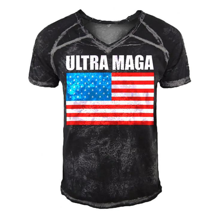 Ultra Maga Us Flag Men's Short Sleeve V-neck 3D Print Retro Tshirt