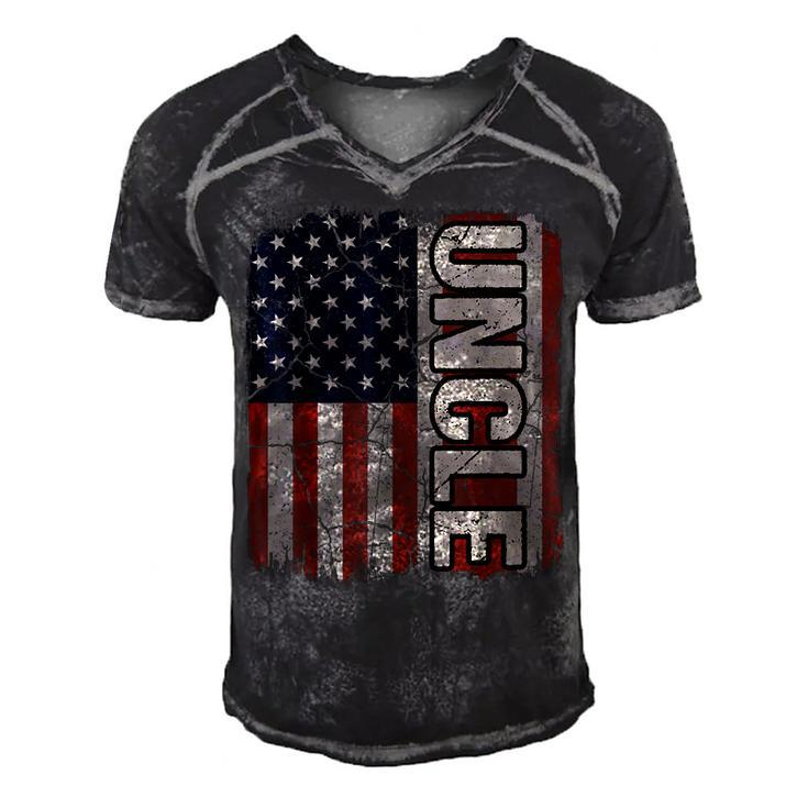Uncle American Flag Vintage Fathers Day 4Th Of July Gift  Men's Short Sleeve V-neck 3D Print Retro Tshirt