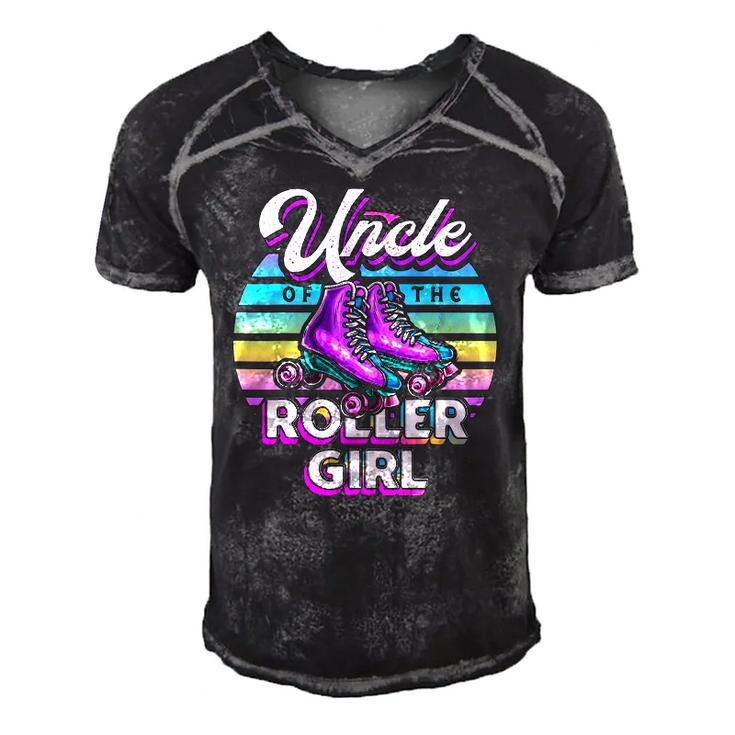 Uncle Of Roller Girl Roller Skating Birthday Matching Family Men's Short Sleeve V-neck 3D Print Retro Tshirt