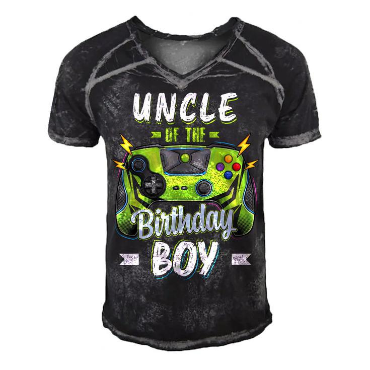 Uncle Of The Birthday Boy Matching Family Video Gamer Party  Men's Short Sleeve V-neck 3D Print Retro Tshirt