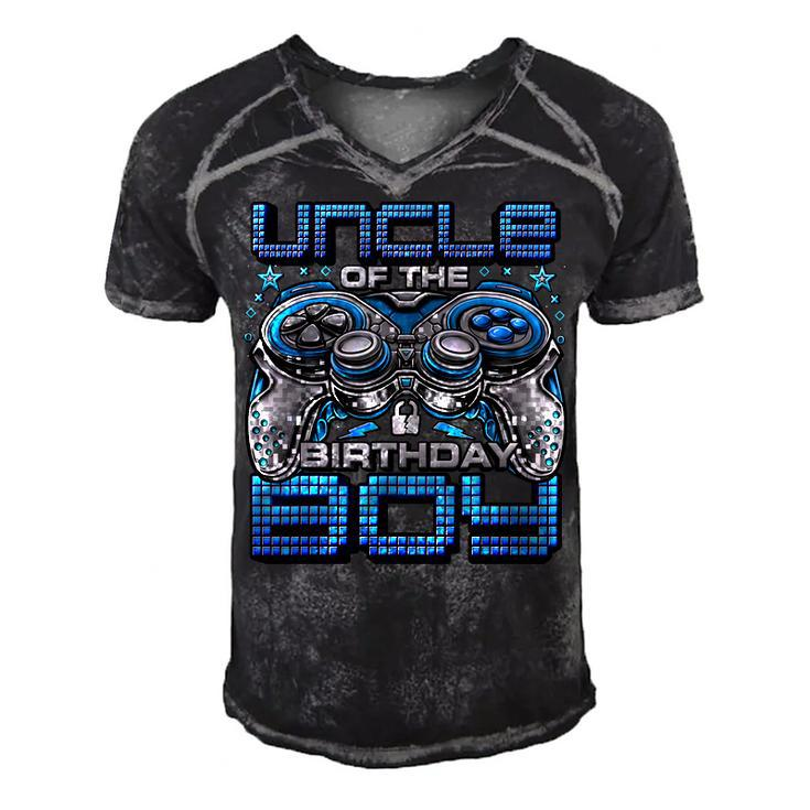 Uncle Of The Birthday Boy Video Gamer Birthday Party Family  Men's Short Sleeve V-neck 3D Print Retro Tshirt
