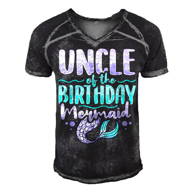 Uncle Of The Birthday Mermaid Design For A Mermaid Uncle  Men's Short Sleeve V-neck 3D Print Retro Tshirt